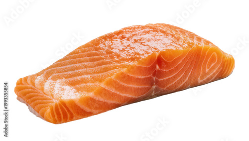 Schilderij op canvas Raw vibrant orange salmon fillet with visible fat and texture