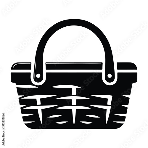 picnic baskets vector silhouette line art logo design concept illustration idea