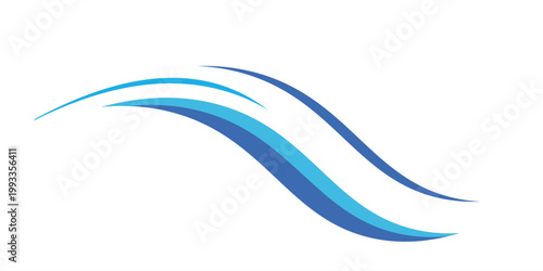 Abstract Blue Flowing Wave Shapes on White Background, Dynamic Curved Lines Design Vector Illustration