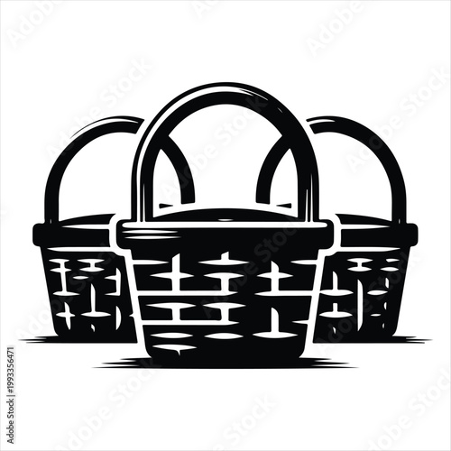 picnic baskets vector silhouette line art logo design concept illustration idea