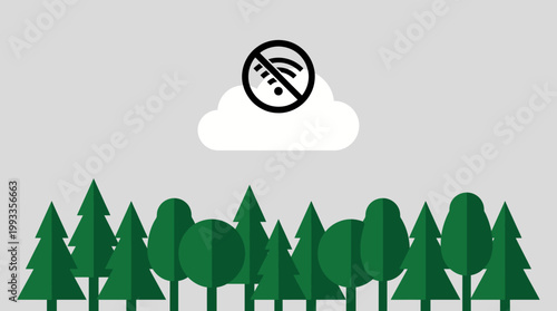 Digital Detox in Nature: A graphic illustration depicting the concept of disconnecting from technology amidst the tranquility of a forest.