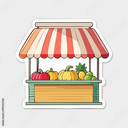 Cartoon Fruit and Vegetable Stand