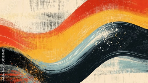 Abstract Brushstrokes - Dynamic Color Waves on Textured Background