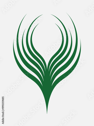 Vector illustration of a green leaf heart shape as an eco nature symbol for an organic logo design or valentine plant concept