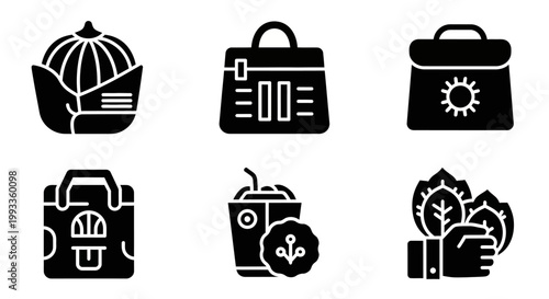 Organic and eco-friendly packaging vector icons for natural products and sustainable commerce.