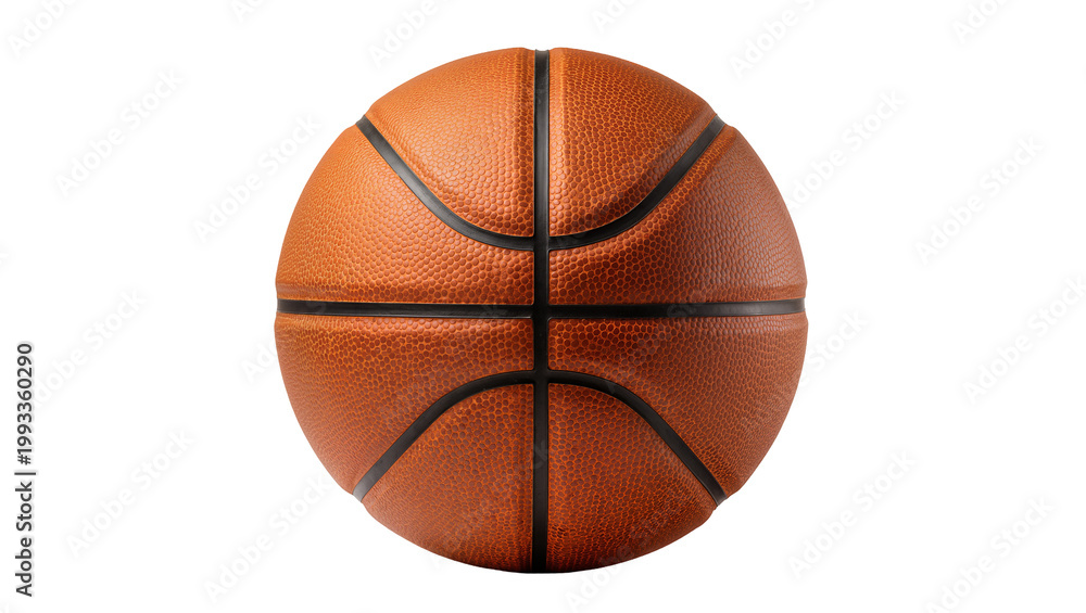 Fototapeta premium Brown textured Basketball with black lines and dark seams