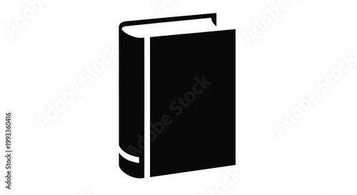 A minimalist black silhouette depicts a closed book suggesting knowledge literature or education high quality professional detailed modern