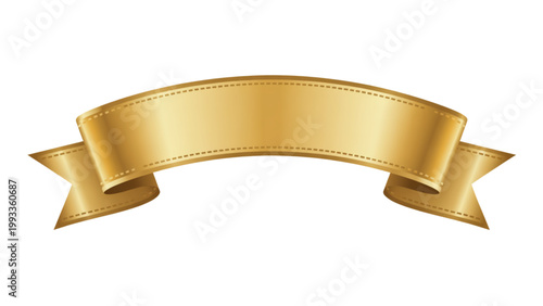 Elegant golden ribbon banner with intricate swirls and decorative tassels at both ends for ceremonial or celebratory use Vector