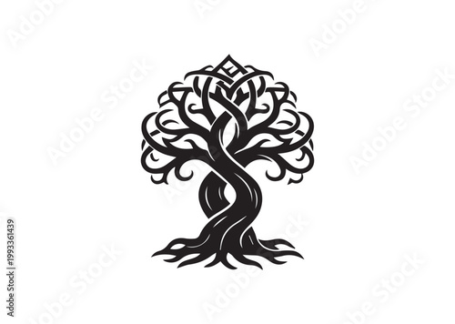 Celtic Tree of Life: A majestic tree, its branches and roots interwoven in a continuous Celtic knot design, symbolizes the interconnectedness of all life. It represents growth, strength.