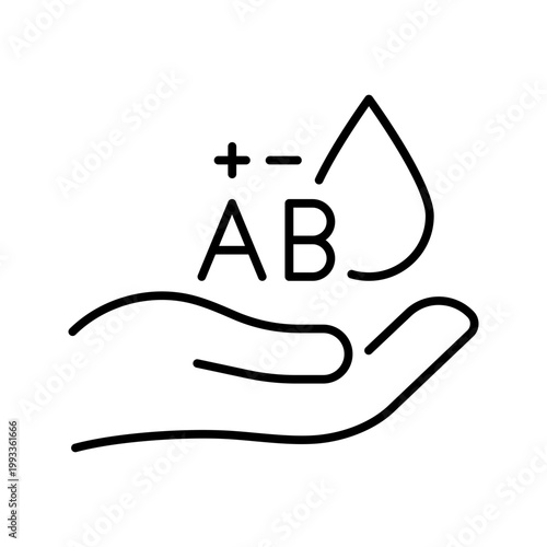 Blood type ab icon. Healthcare and hematology line symbol. Black and white.