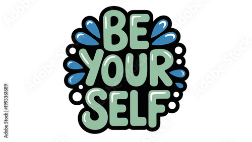 A vibrant and uplifting logo design featuring stylized text that encourages individuals to embrace their unique identities and personalities Vector