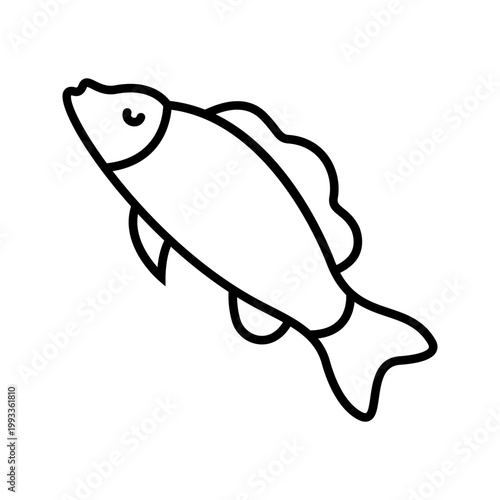 Chub fish icon. Animals and freshwater fish line symbol. Black and white.