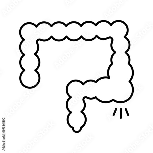 Crohn disease icon. Healthcare and inflammatory bowel disease line symbol. Black and white.