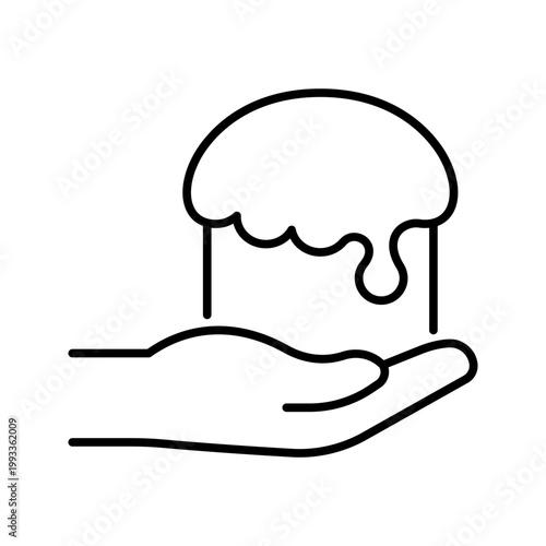 Easter cake icon. Food and holiday dessert line symbol. Black and white.