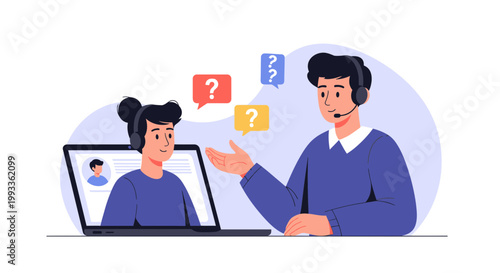 Online customer support, remote assistance, and troubleshooting with question marks