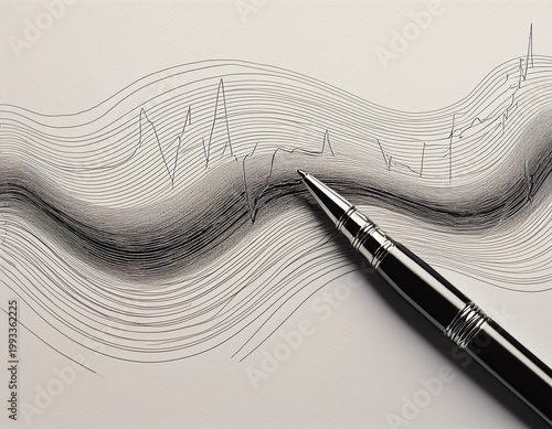 pen drawing an oscillating line on paper