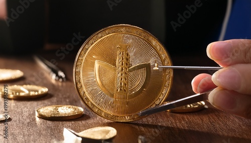 gold coin restoration in progress