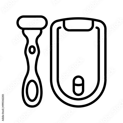 Hair removal device icon. Personal care and hair removal line symbol. Black and white.