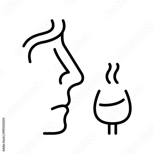 Wine tasting icon. Food and wine tasting line symbol. Black and white.