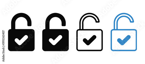 black padlock icons various styles and shapes on gray transparent background vector.