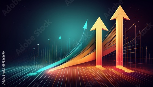 two upward pointing arrows symbolizing growth and progress