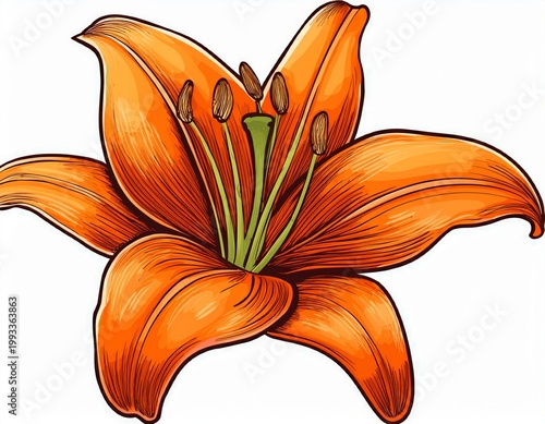 isolated orange lily on white background