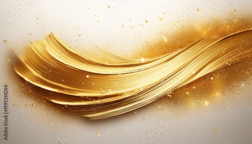 stunning gold brush stroke with glittering particles on white background for creative design projects