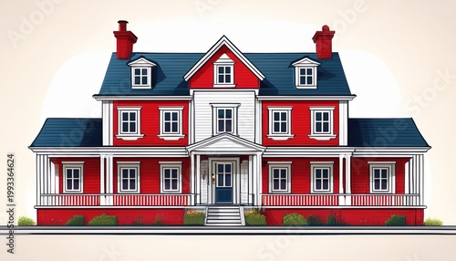 classic swedish house red and white on white background