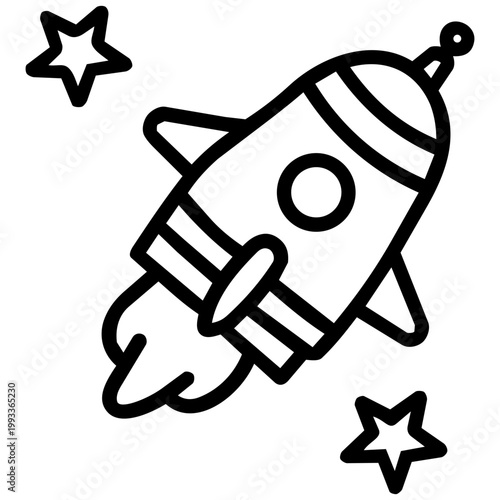 space journey field trip cute rocket doodle line art hand drawn black and white outline
