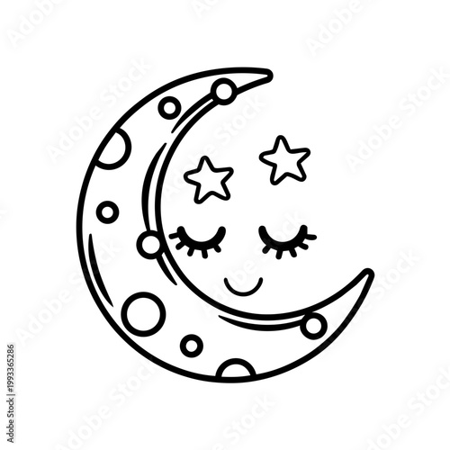 space journey field trip moon line art hand drawn black and white outline