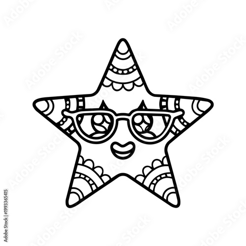 space journey field trip star line art hand drawn black and white outline