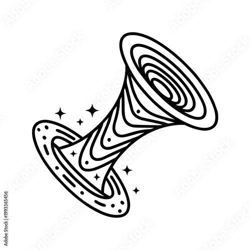 space journey field trip wormhole line art hand drawn black and white outline