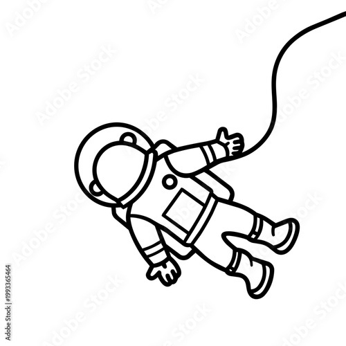 space journey field trip zero gravity line art hand drawn black and white outline
