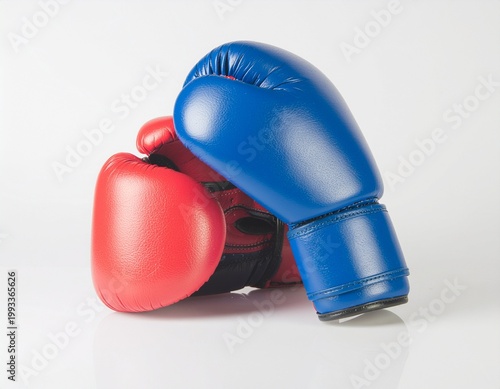 red and blue boxing gloves isolated