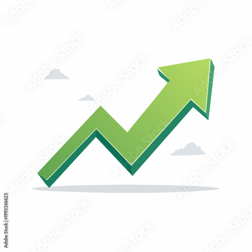 Green arrow graph showing upward trend