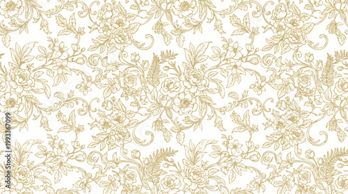 Elegant floral lace seamless pattern with intricate botanical details and vintage aesthetic