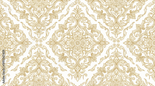 Elegant Golden Damask Pattern - Classic Vintage Decorative Wallpaper