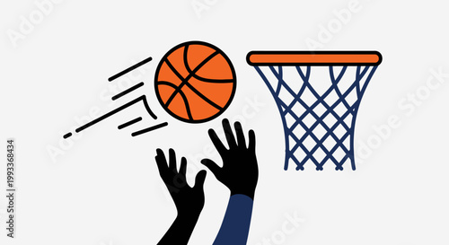 Hands Catching a Basketball Near the Hoop in a Dynamic Sporting Action