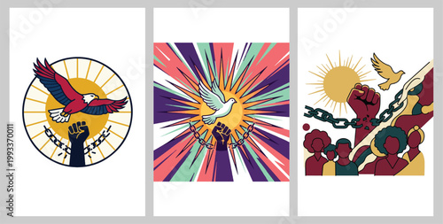 Juneteenth Freedom Day Vector Art - 3 Emancipation and Peace Designs