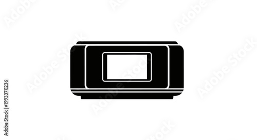 Black microwave oven front view.