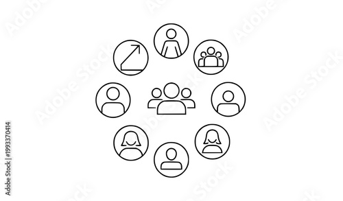 Time and location management workflow icons circular diagram: calendar clock map globe with location
