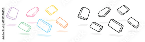 Colorful and black outline isometric keyboard key elements floating in the air shown as a creative digital vector graphic design set for modern web interface user navigation