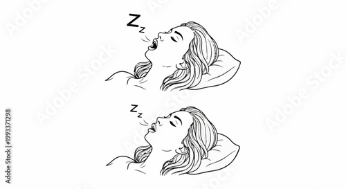 Two women sleeping with "Zz" symbols indicating snoring