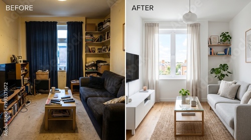 Living Room Renovation Before and After Comparison: Messy to Modern Makeover