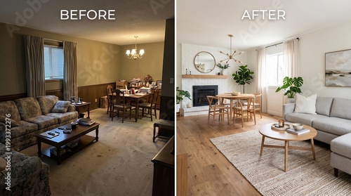 Home Renovation: Before and After Comparison of Living and Dining Room Makeover