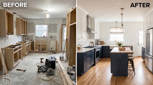 Kitchen Renovation Before and After: Transformation from Construction to Modern Design