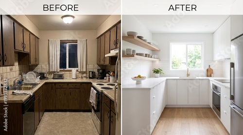 Kitchen Renovation Before and After: Old Dark to Modern White Style