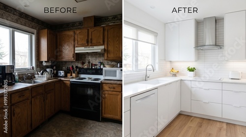 Kitchen Renovation Before and After: Old to Modern White Design