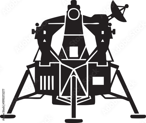Space Shuttle, Lunar Lander, Spacecraft Icon, Black Vector Graphic