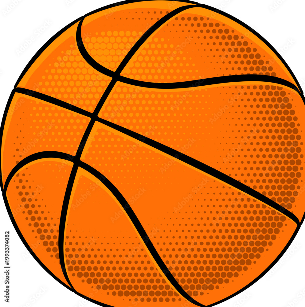 Fototapeta premium A basketball ball isolated icon cartoon illustration in a retro popart halftone comic book style
